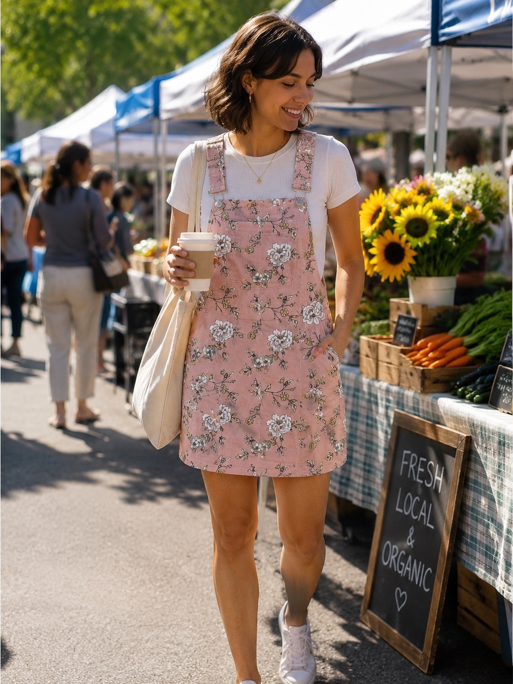 NO BOUNDARIES Pink Floral Overall Dress(small flaw)